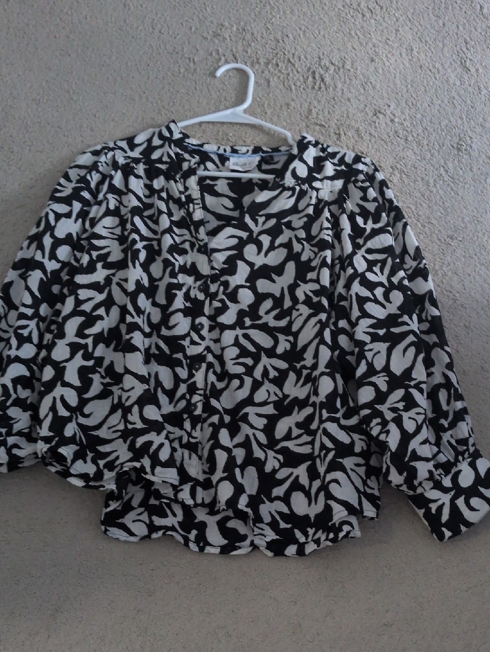 Anthropologie Black & White-Print Button-Front Blouse